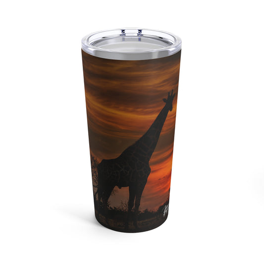 Enjoy Nature Giraffe Silhouette at Sunset 20 oz Travel Tumbler