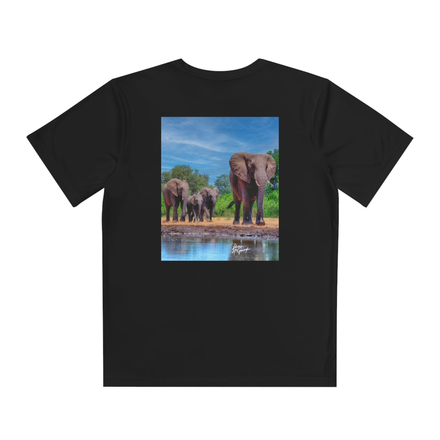 Youth Competitor Tee with Fine Art Image Elephant Family at Watering Hole by Enjoy Nature