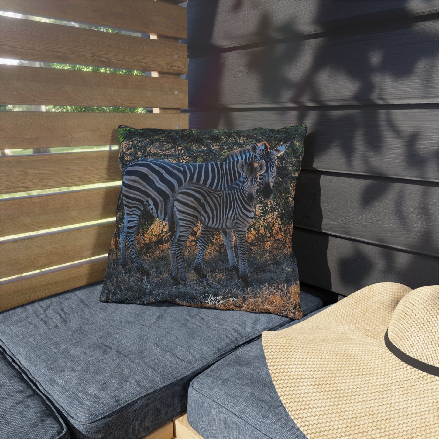 Enjoy Nature Outdoor Pillow with Zebra Stripes – Artistic, Comfy, and Durable Decorative Accent