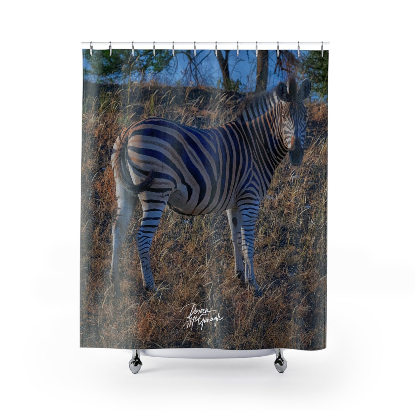 Baby Zebra Shower Curtain | Playful & Earthy Wildlife Decor by Enjoy Nature