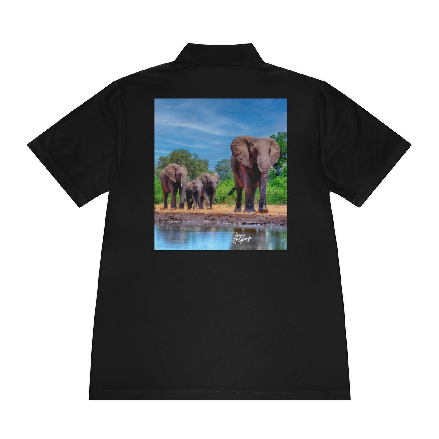 Men's Performance Polo Shirt - Elephant Family by Enjoy Nature