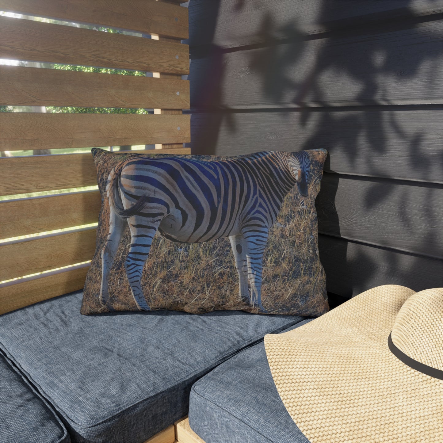 Enjoy Nature Outdoor Pillow with Baby Zebra – Artistic, Comfy, and Durable Decorative Accent