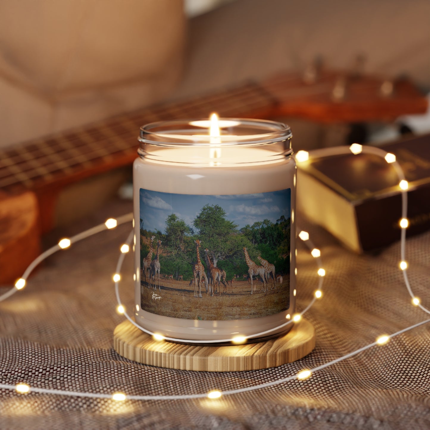 Experience the Pure Essence of Nature with the Elephant Family on Savanna Scented Soy Candle by Enjoy Nature