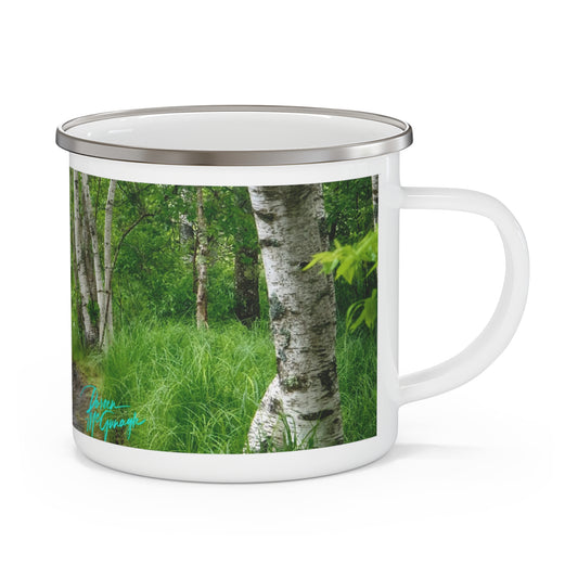 Enamel Camping Mug, Silver Birch Forest