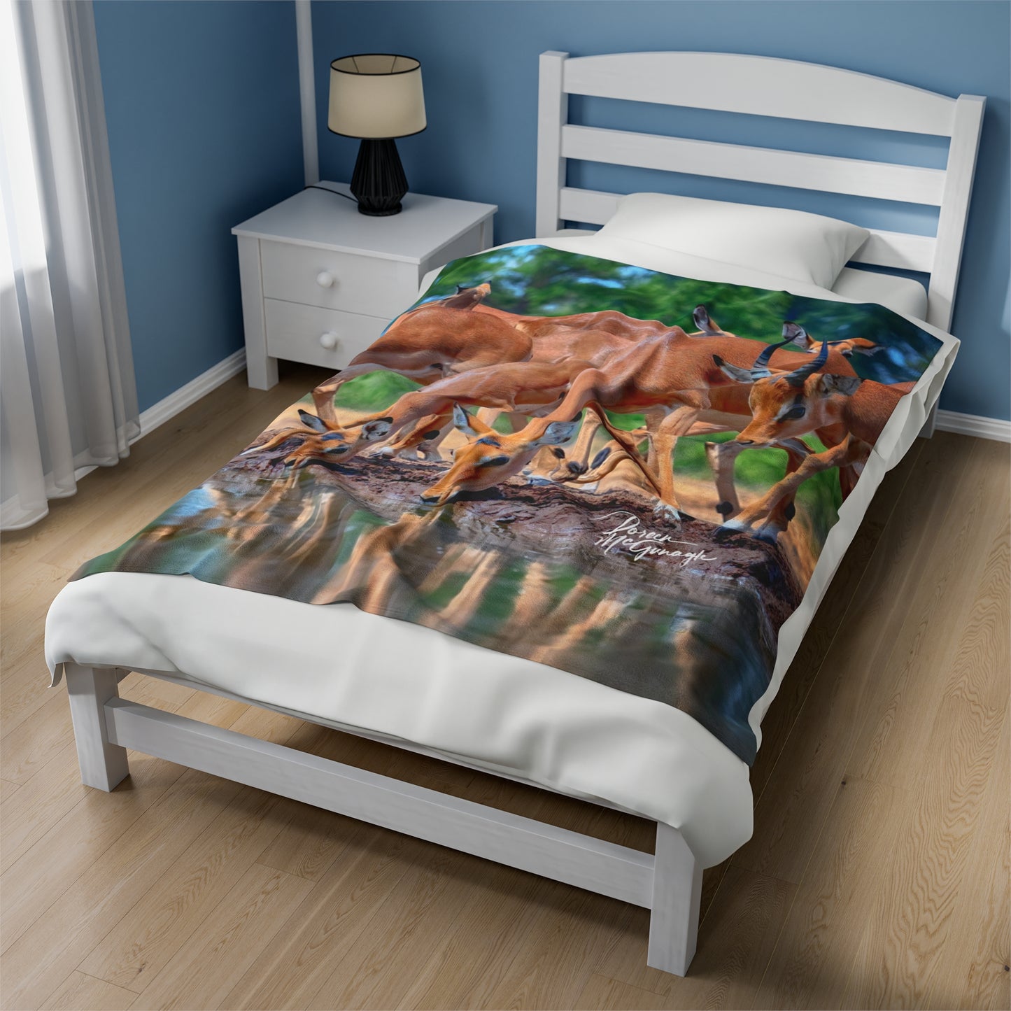 Velveteen Plush Blanket with African Antelope by Enjoy Nature