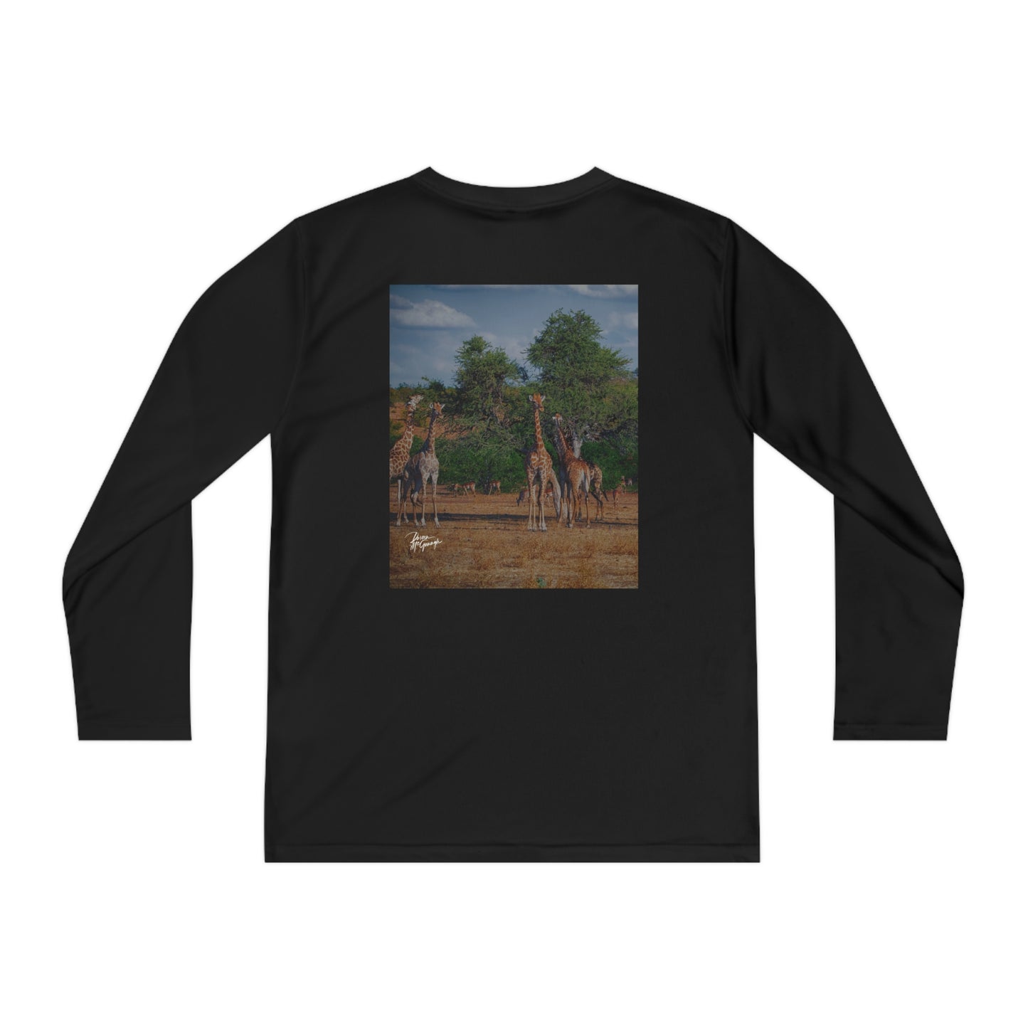 Youth Competitor Long Sleeve Tee with Forest Giraffe Family by Enjoy Nature