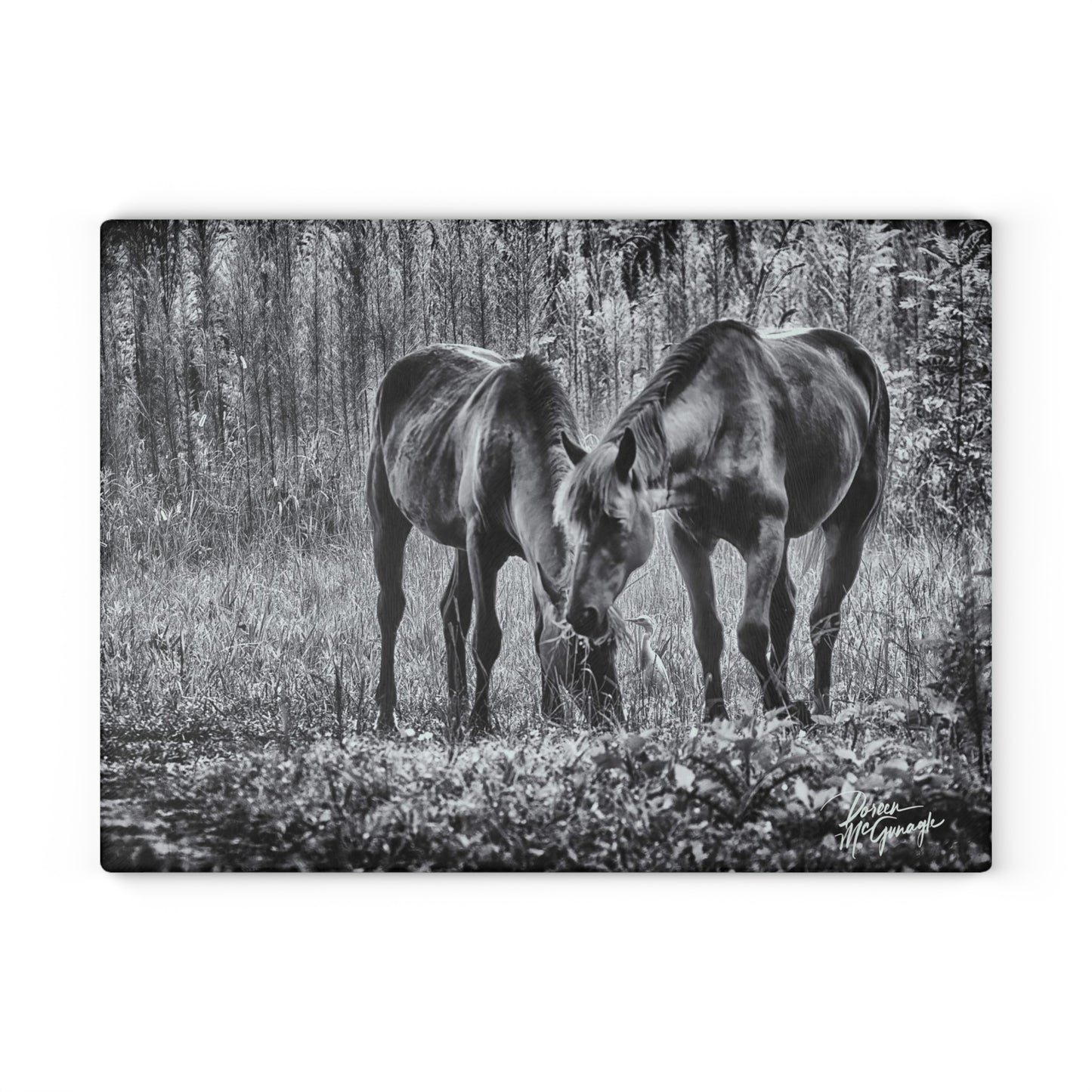 Wildlife cutting board, glass cutting board designs, cheese & charcuterie board, cutting board, glass charcuterie board, Pair Wild Horses