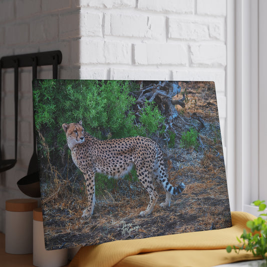 Enjoy Nature Glass Charcuterie Cutting Board with Cheetah Stand Design