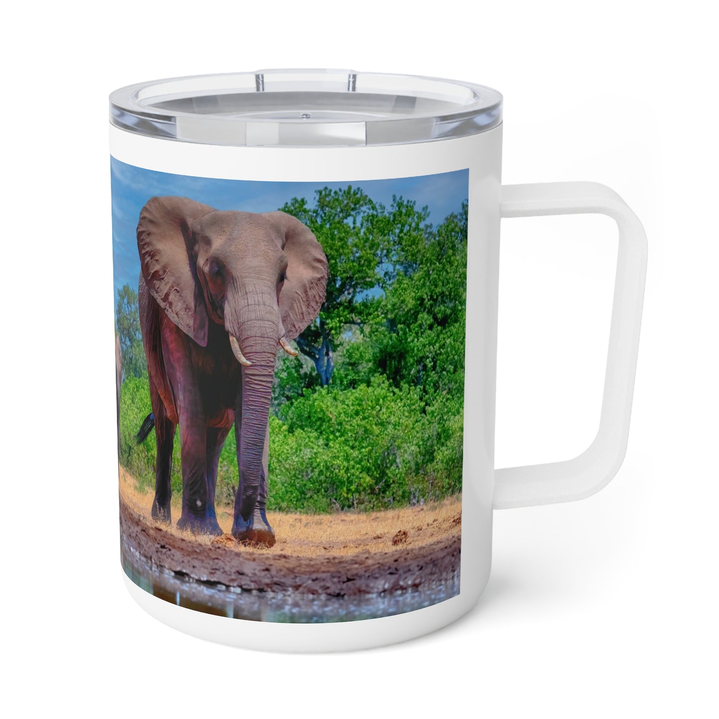 Enjoy Nature 10 oz Travel Tumbler with Spirited Elephant Family Design