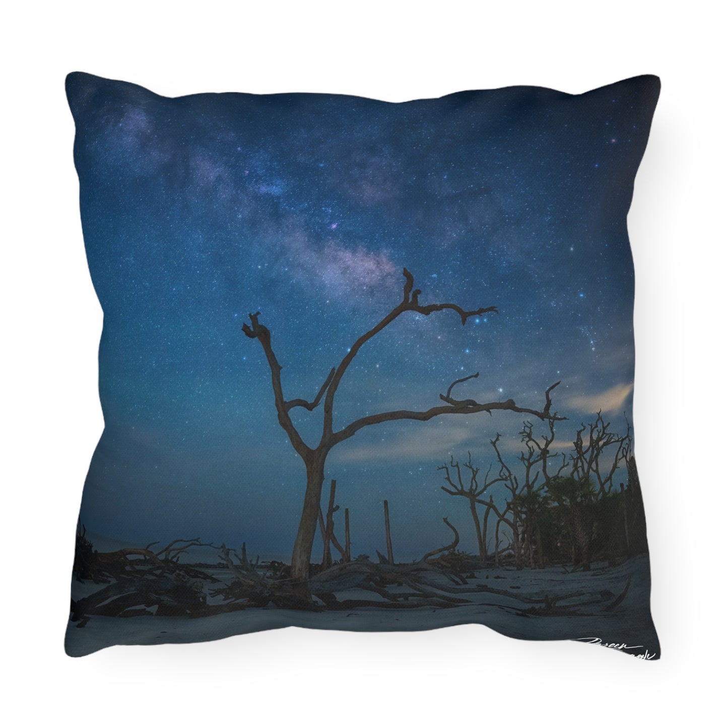 Enjoy Nature Outdoor Pillow with Milky Way Midnight – Artistic, Comfy, and Durable Decorative Accent