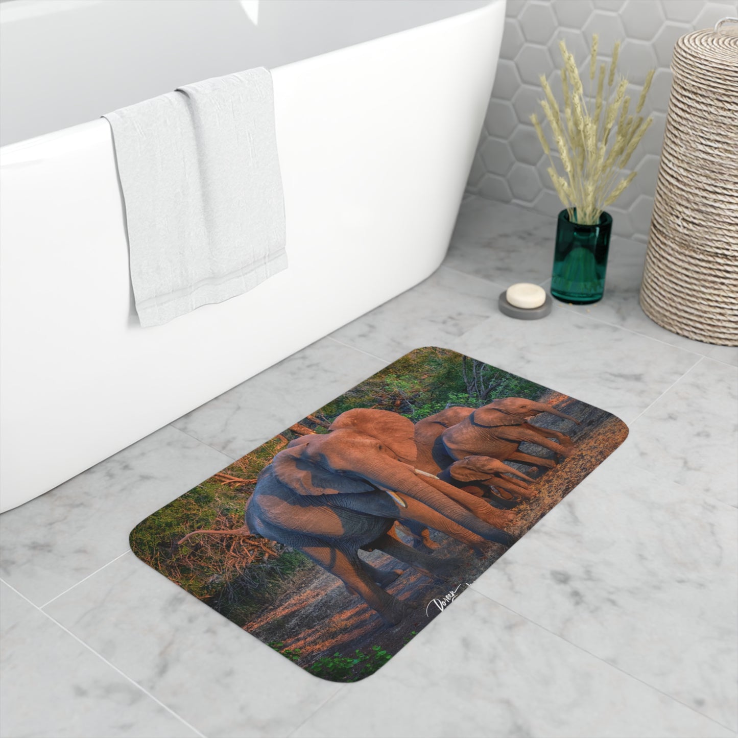 Enjoy Nature Elephant Family Memory Foam Bath Mat