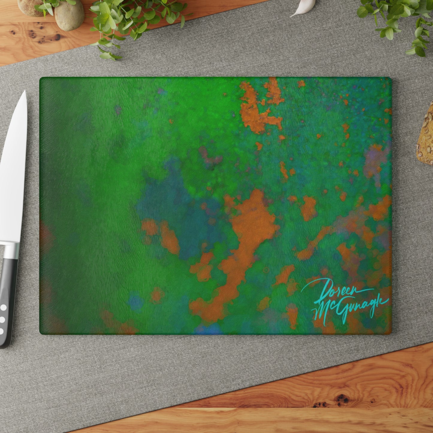 Artistic Imagination Abstract Glass Cutting Board with Nature-Inspired Design