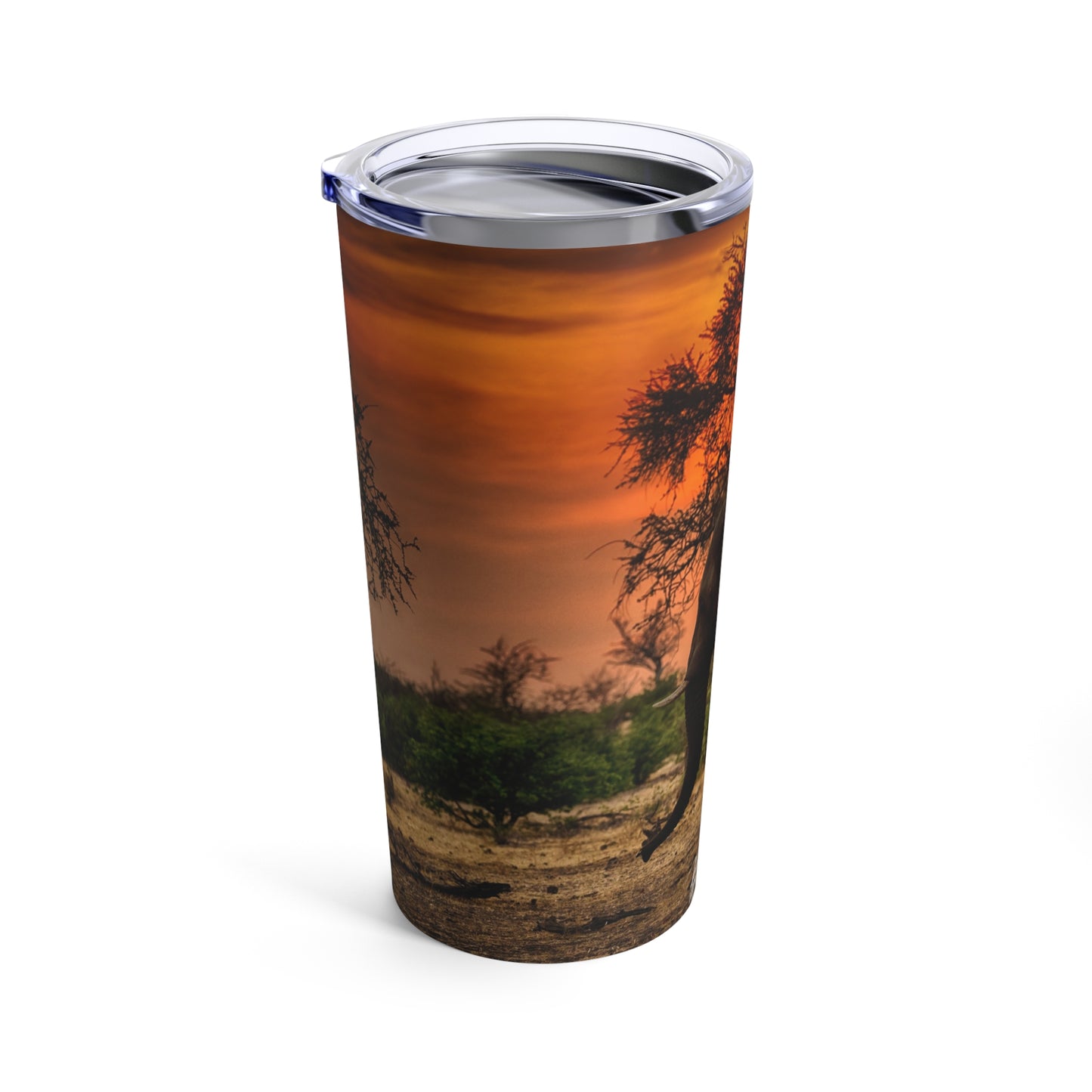 Enjoy Nature Spirited Elephant at Sunset on Savanna 20 oz Travel Tumbler