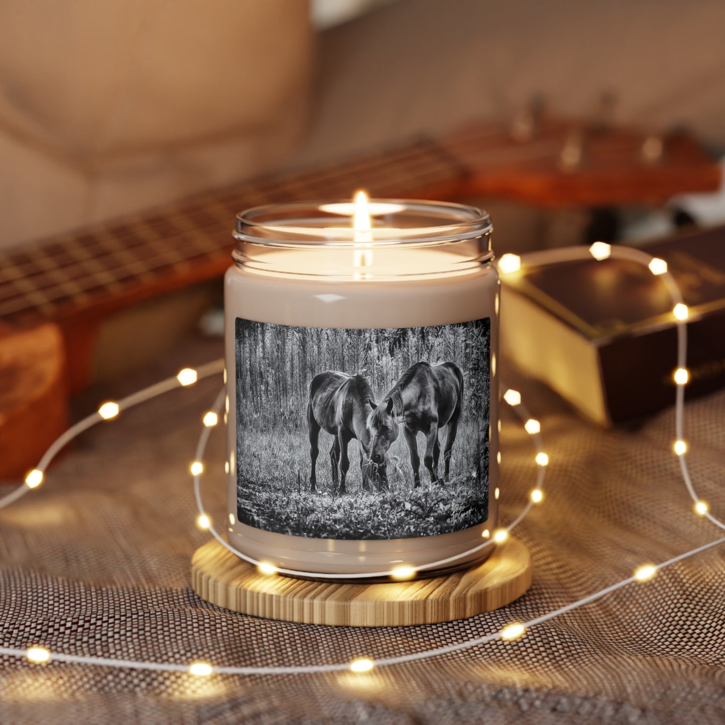 Wildlife Candle Design, Simple Nature Candle, Best Aroma Candle, Non toxic candles, nature candles -  Wild Horses in Black and White