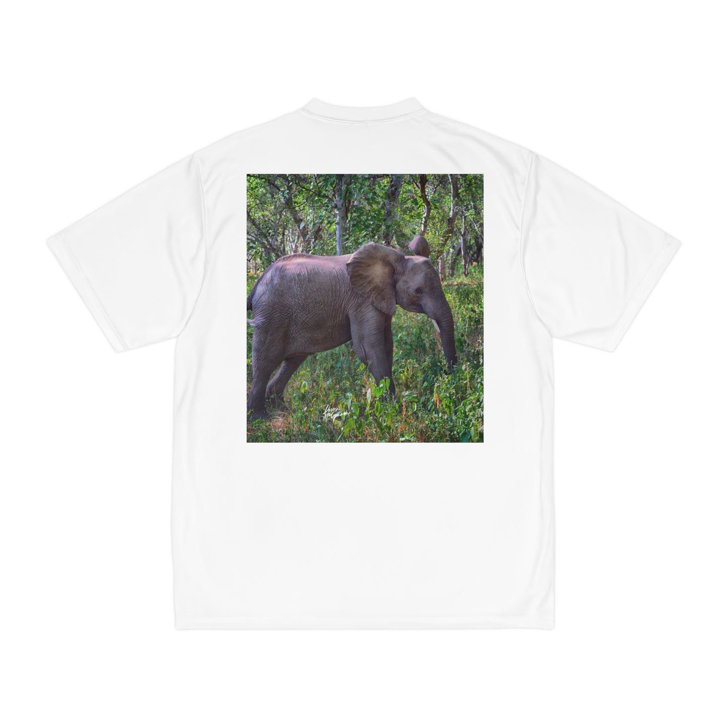 Men's Performance T-Shirt with Fine Art Image of Elephant Baby in Forest by Enjoy Nature