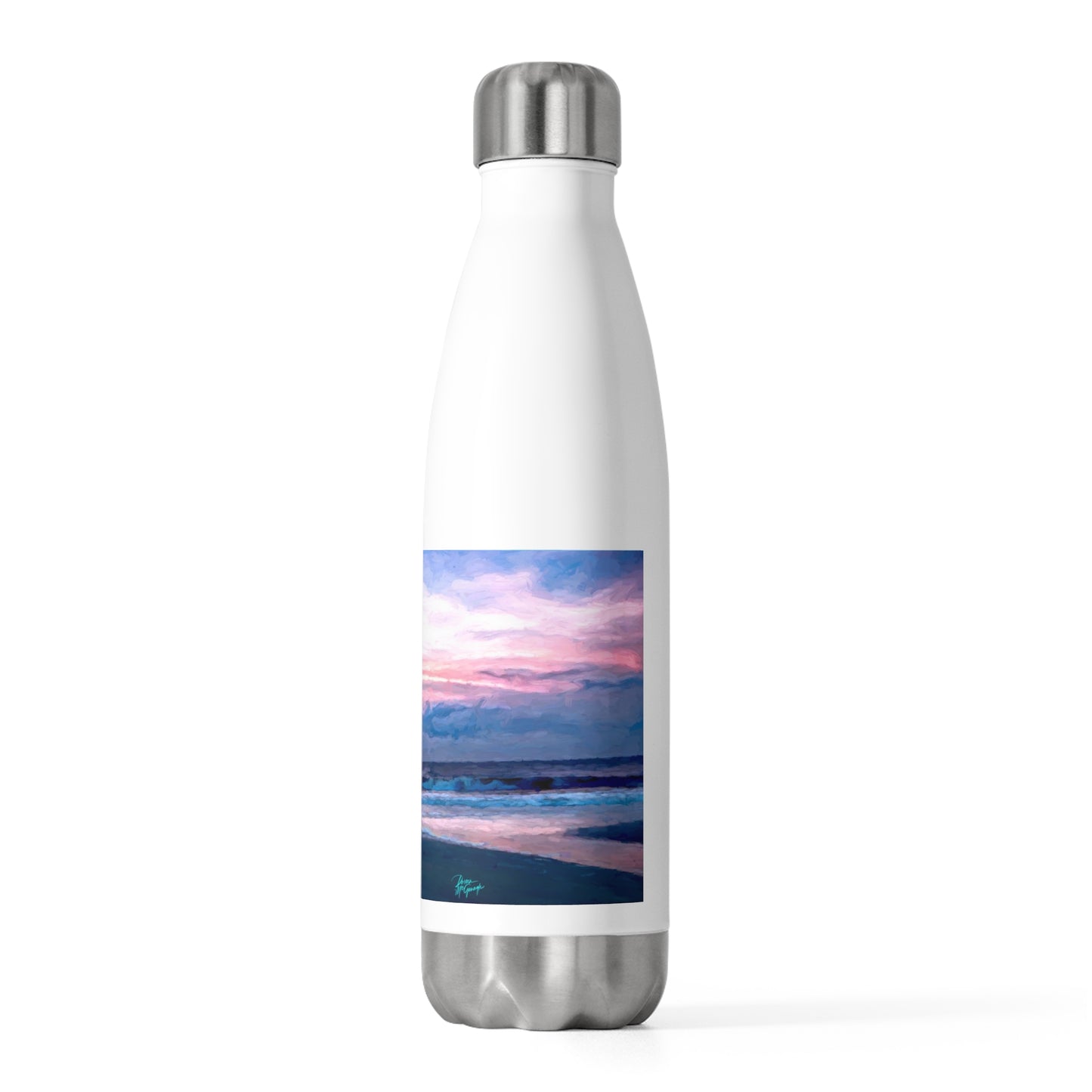 Eco friendly water bottle, Cotton Candy Sunrise on St. Simon Island, 20oz Insulated Bottle