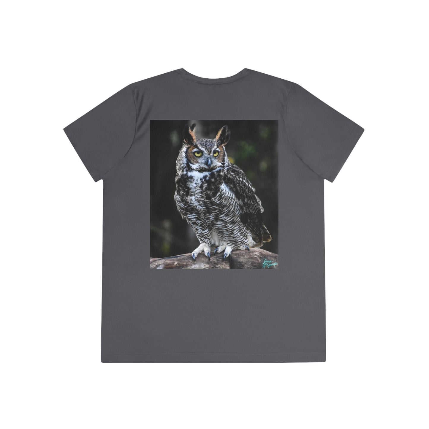 Great Horned Owl Ladies Performance Tee - Stay active and stylish with this moisture-wicking sports tee!