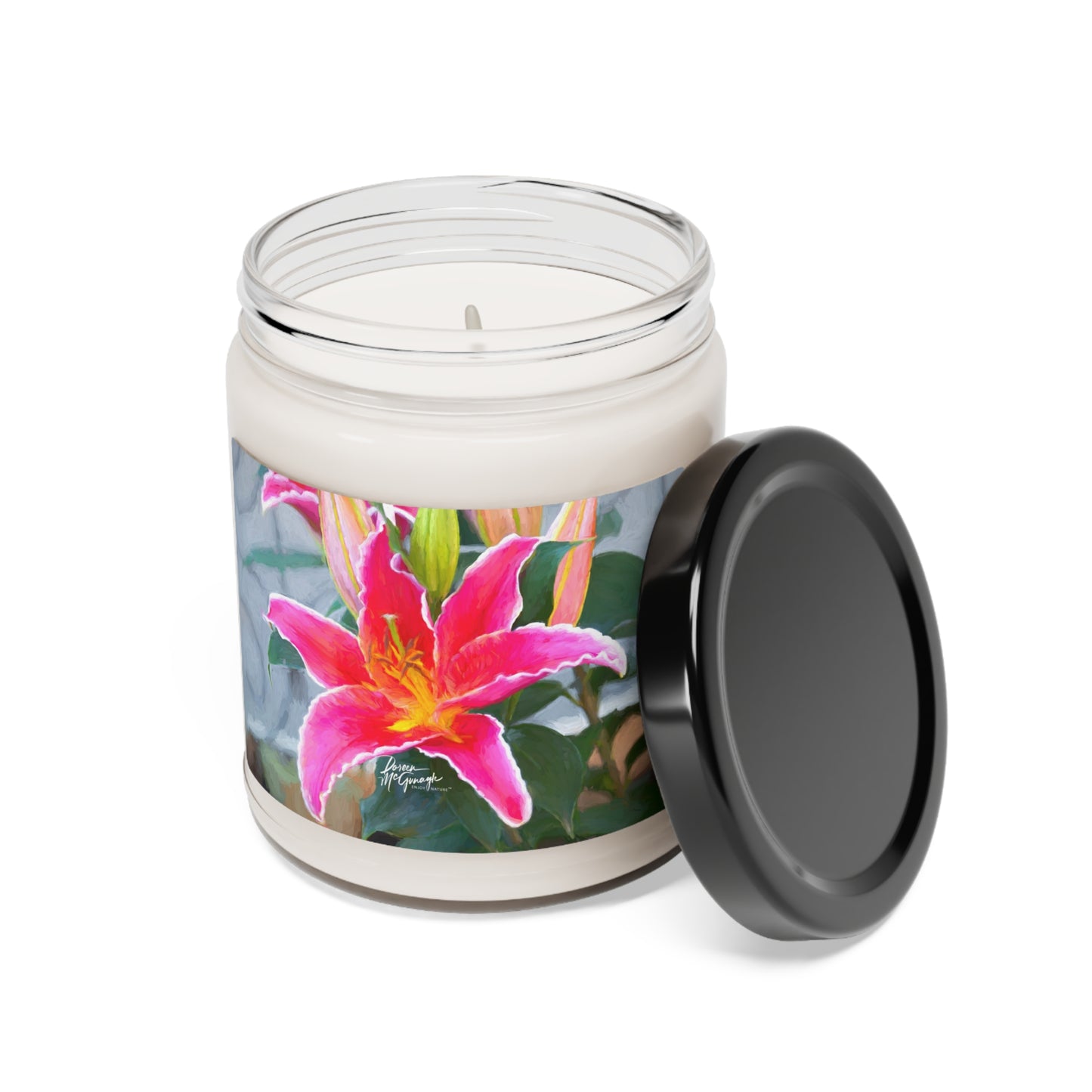 Experience the Pure Essence of Nature with the Pink Lily Scented Soy Candle by Enjoy Nature