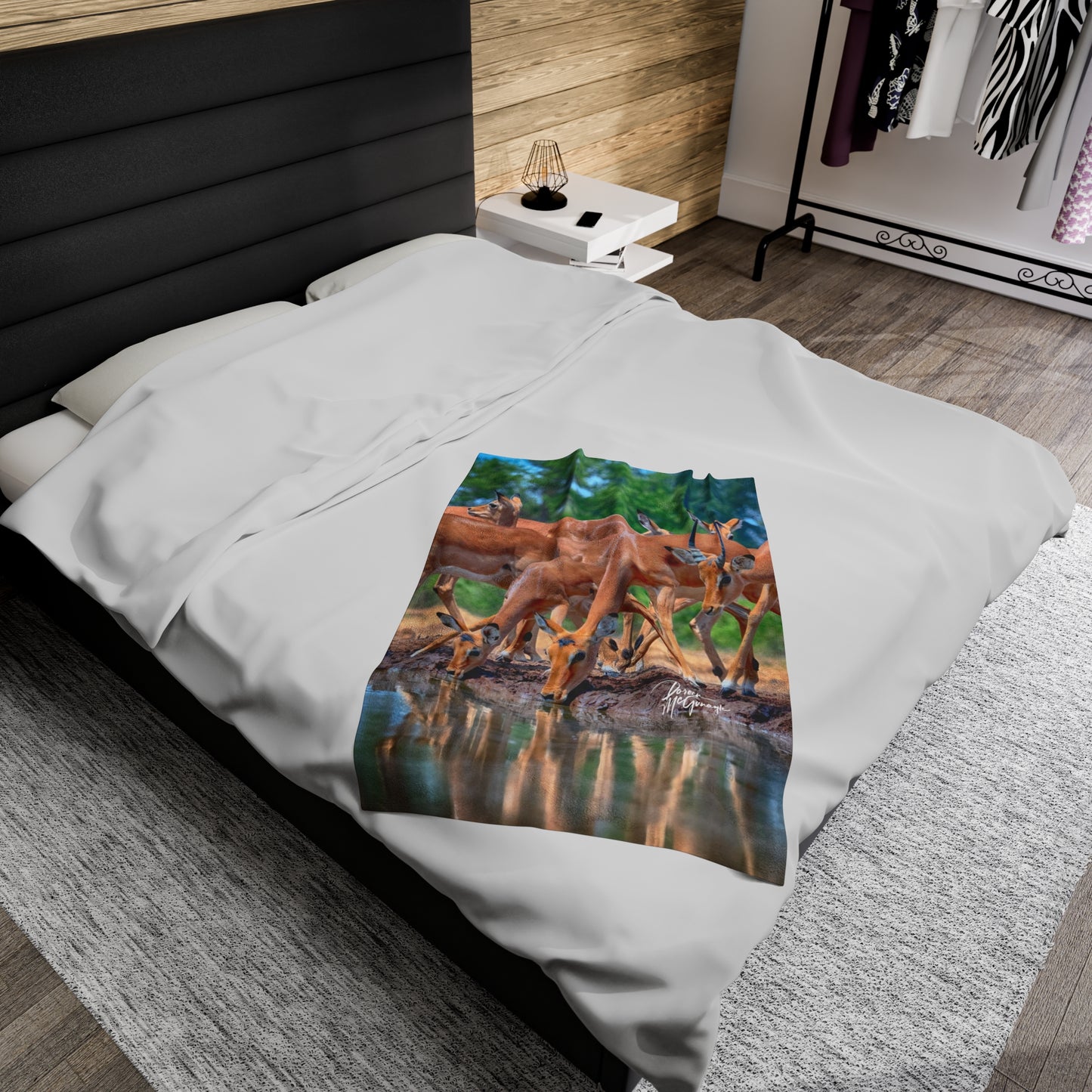 Velveteen Plush Blanket with African Antelope by Enjoy Nature