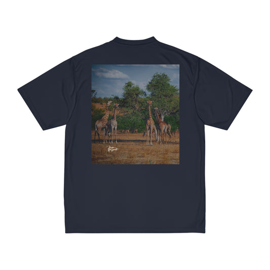 Men's Performance T-Shirt with Fine Art Image of Giraffe Family by Enjoy Nature