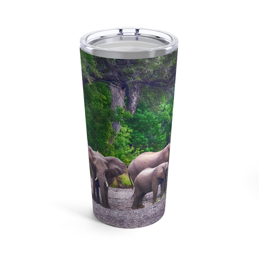 Enjoy Nature Elephant Family at River Bed 20 oz Travel Tumbler