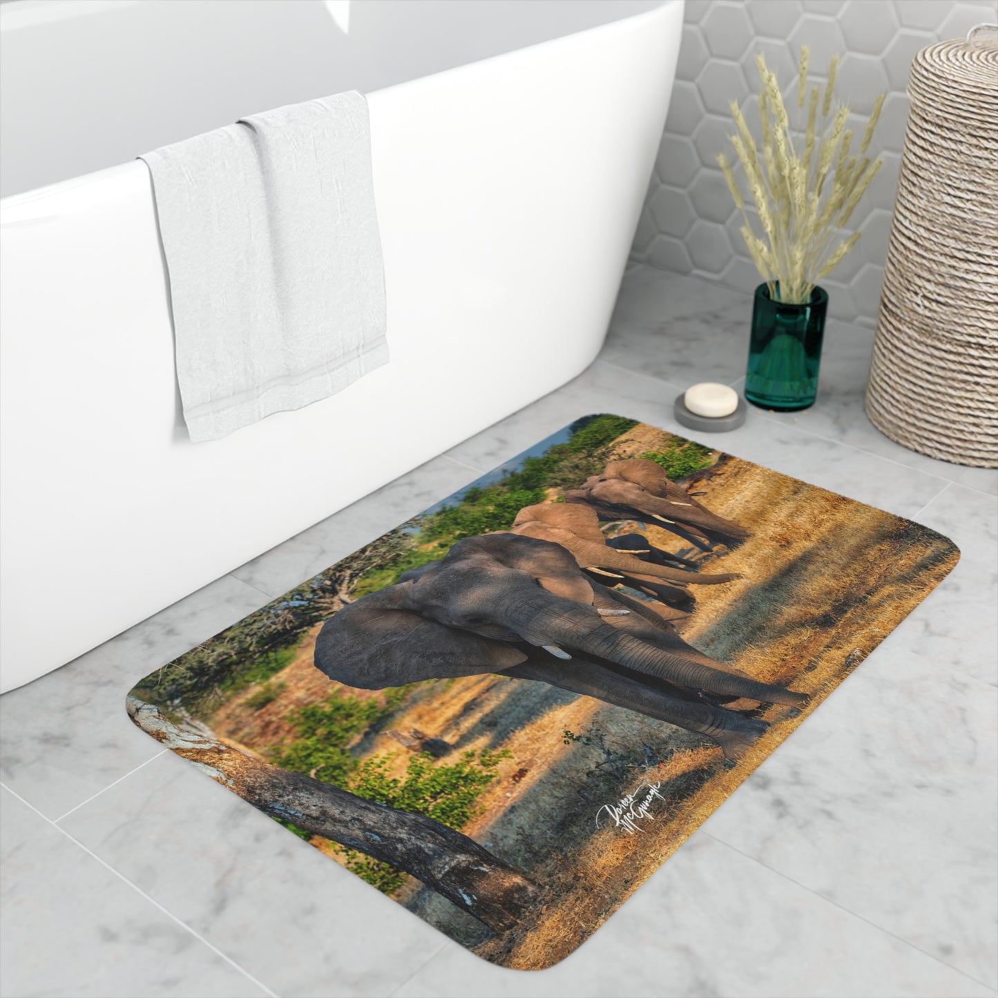 Elephant Family Memory Foam Bath Mat from Enjoy Nature