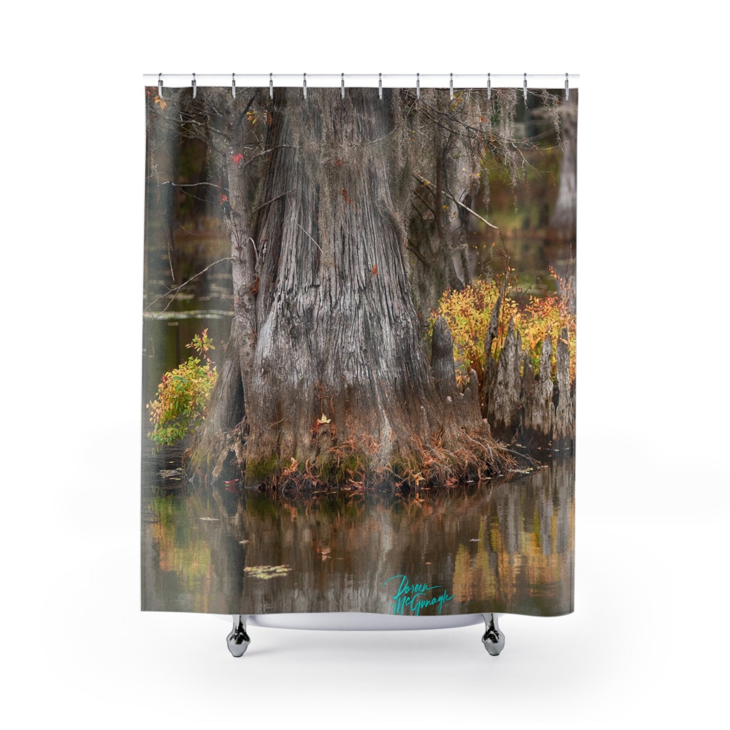 Earthy Shower Curtain, Big Cypress Tree, Nature Inspired