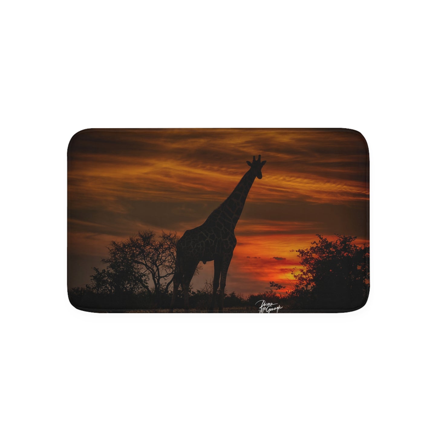 Forest Giraffe at Sunset Memory Foam Bath Mat from Enjoy Nature