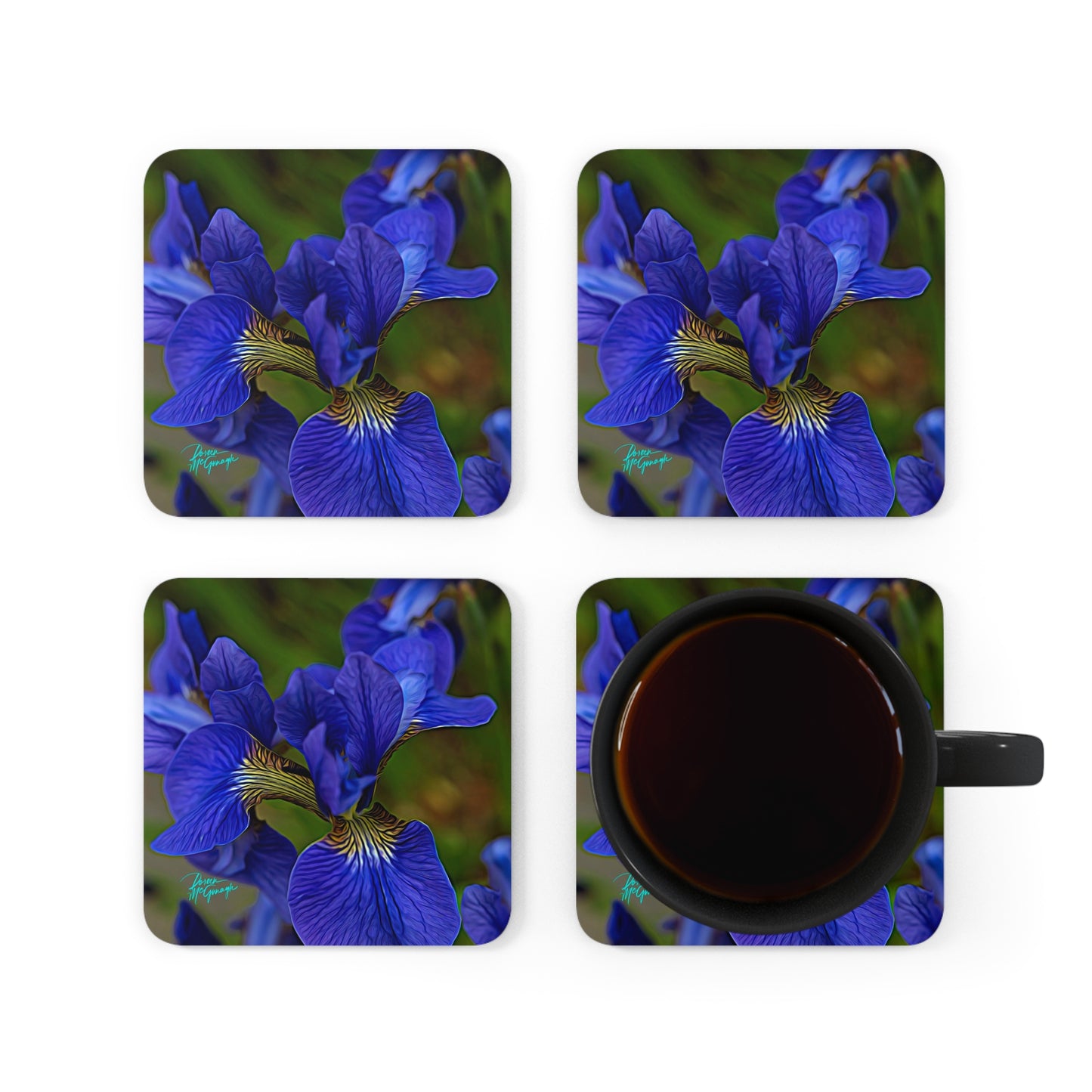 Wild Blue Staff Orchid Corkwood Coaster Set