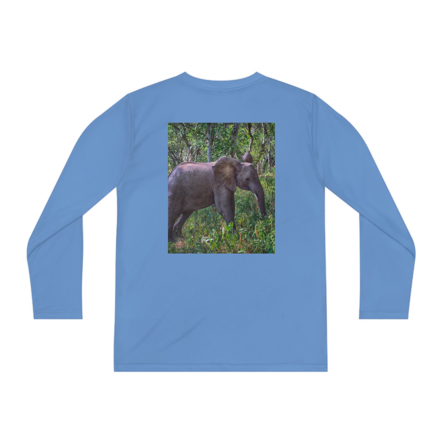 Youth Competitor Long Sleeve Tee with Elephant Baby in Forest by Enjoy Nature