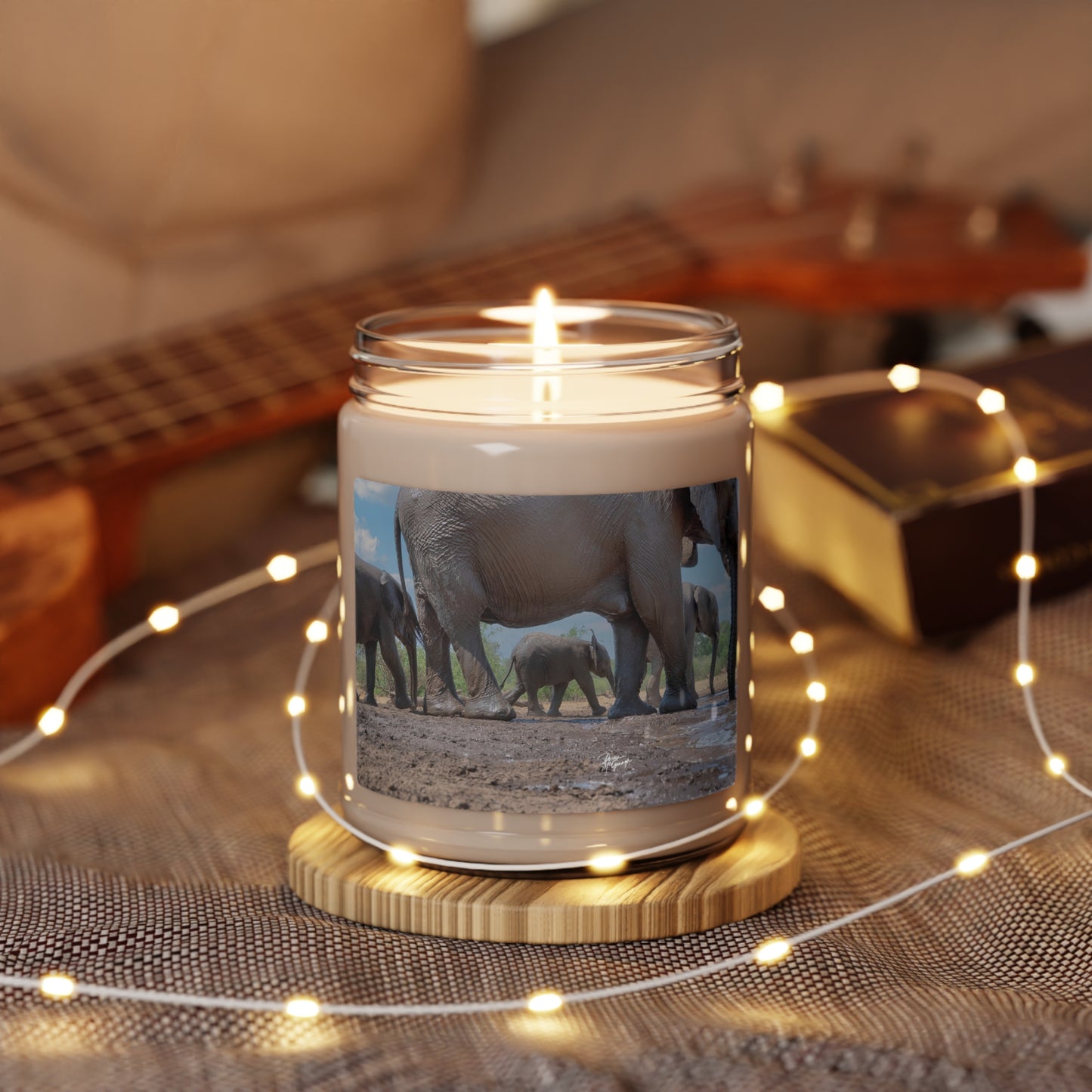 Experience the Pure Essence of Nature with the Elephant Baby Walking Scented Soy Candle by Enjoy Nature