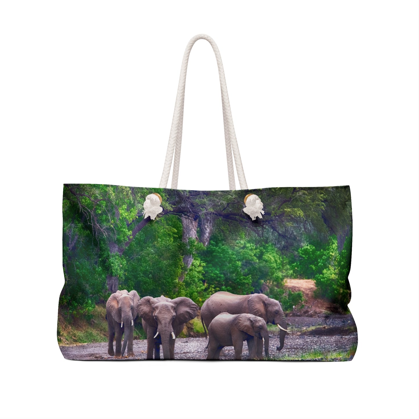 Weekender Tote Bag: Spirited Elephant Herd by Enjoy Nature