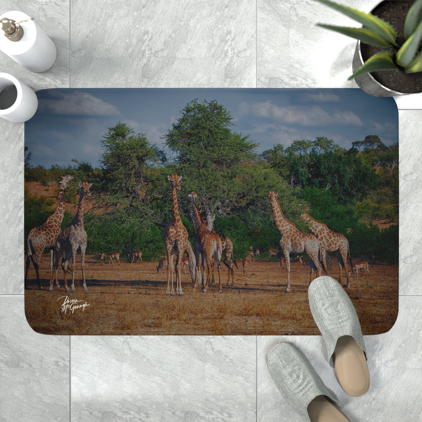 Giraffe Family Memory Foam Bath Mat from Enjoy Nature