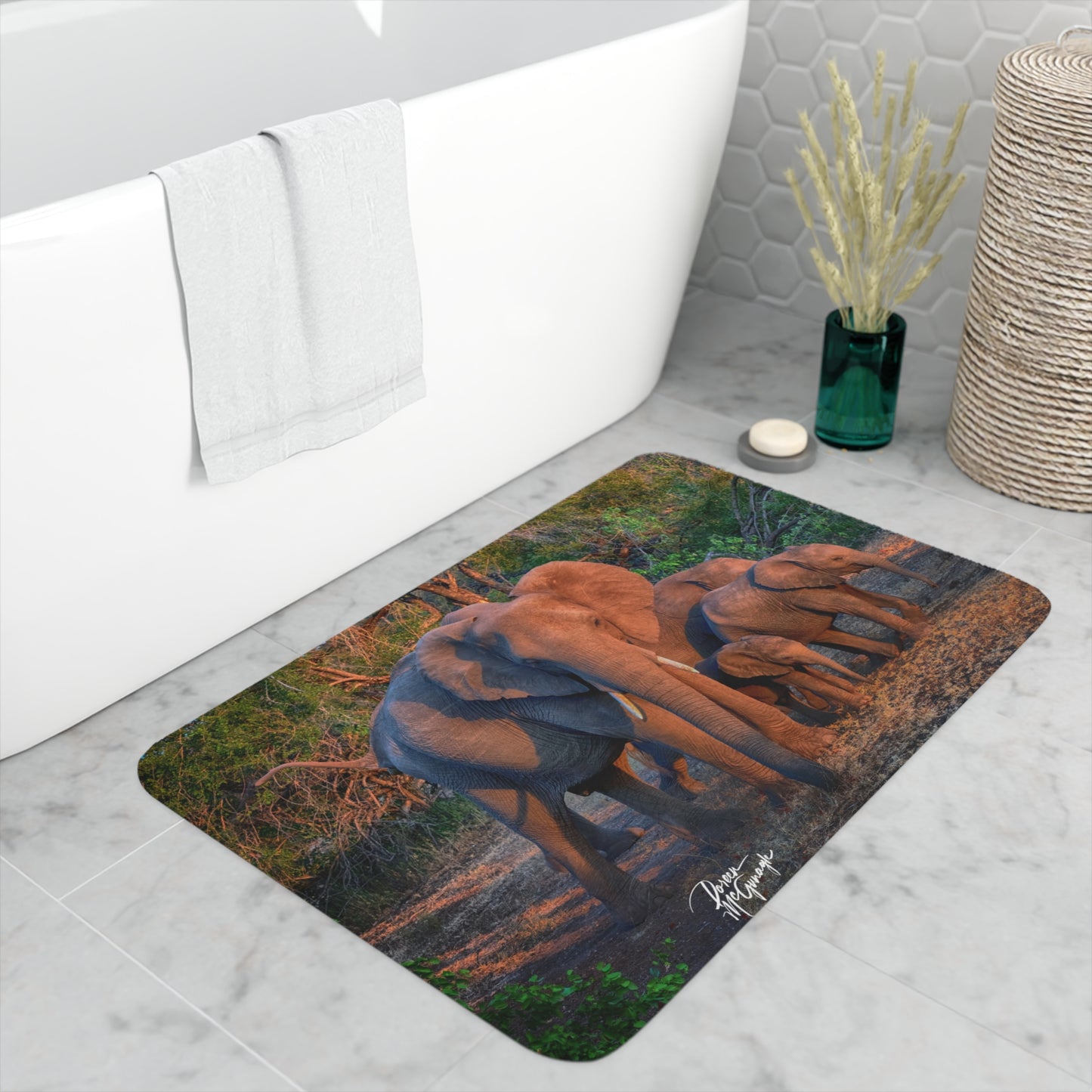 Enjoy Nature Elephant Family Memory Foam Bath Mat