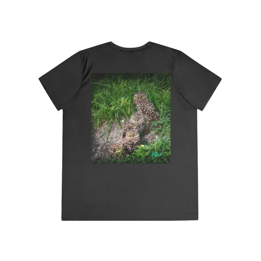 Womens Fitted Tee Shirts Burrowing Owl Family, Performance shirt