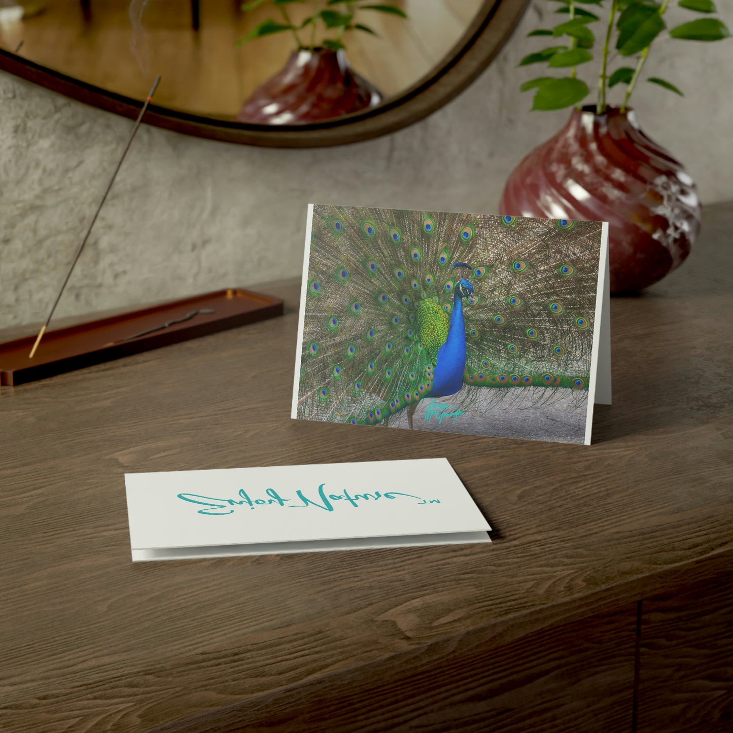 Photo note cards Peacock Bird, boxed note cards, 10 pc