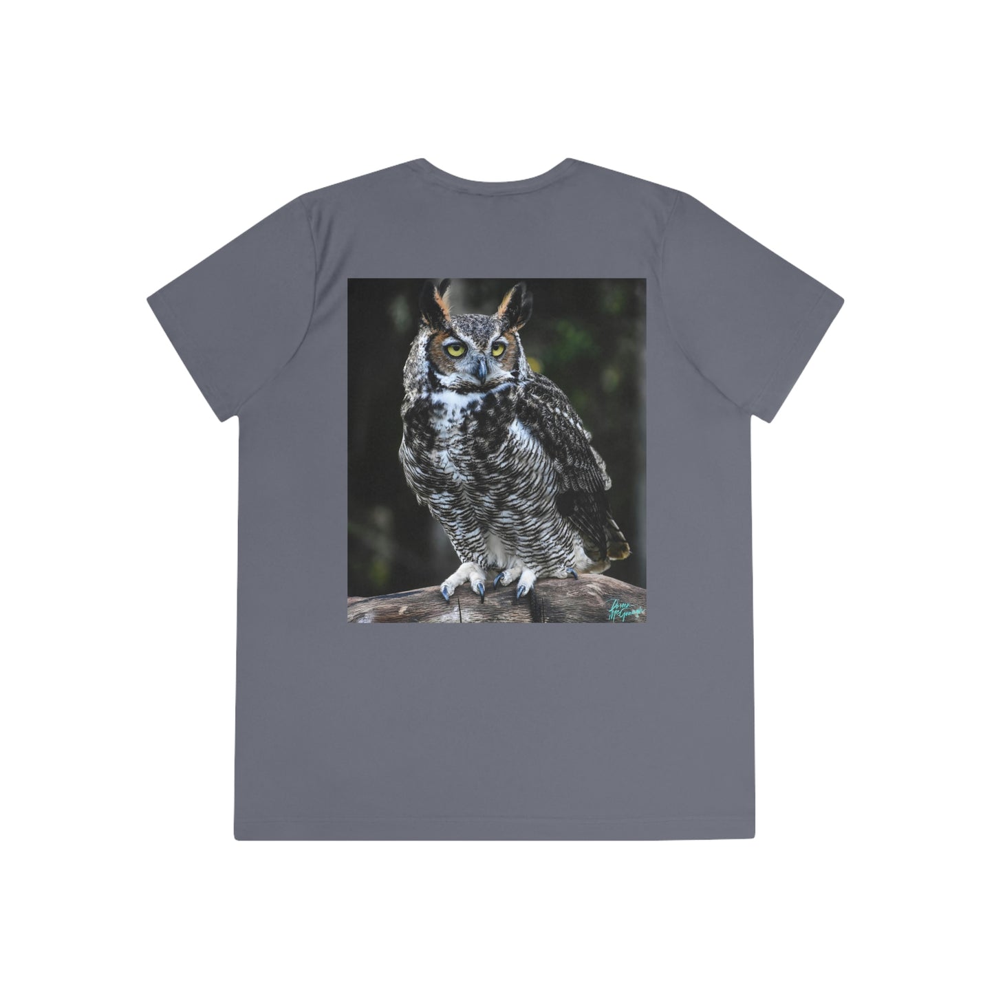 Womens Fitted Tee Shirts Great Horned Owl, Performance shirt