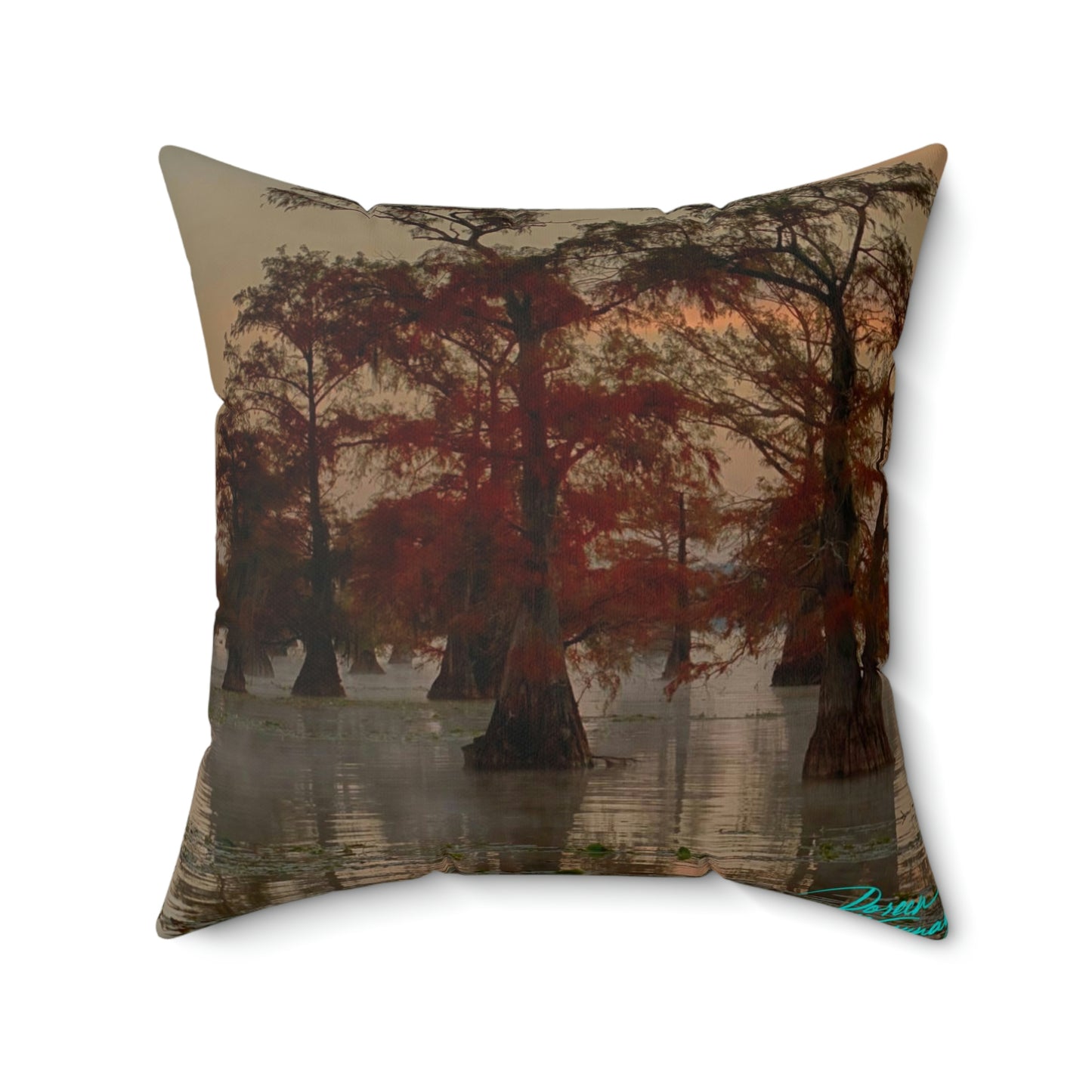 Artistic Accents Pillow of Sunset on Caddo Lake