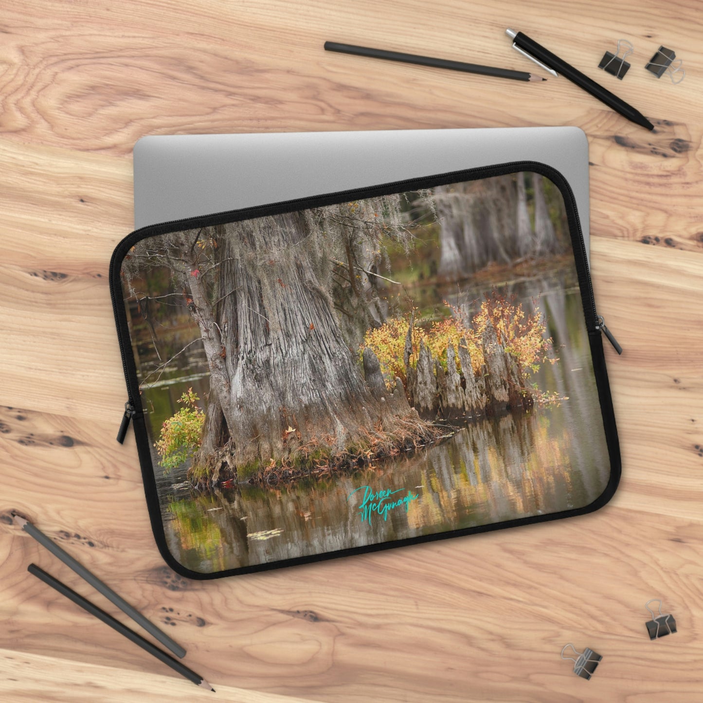 Caddo Lake Cypress Tree with flowers Laptop Sleeve