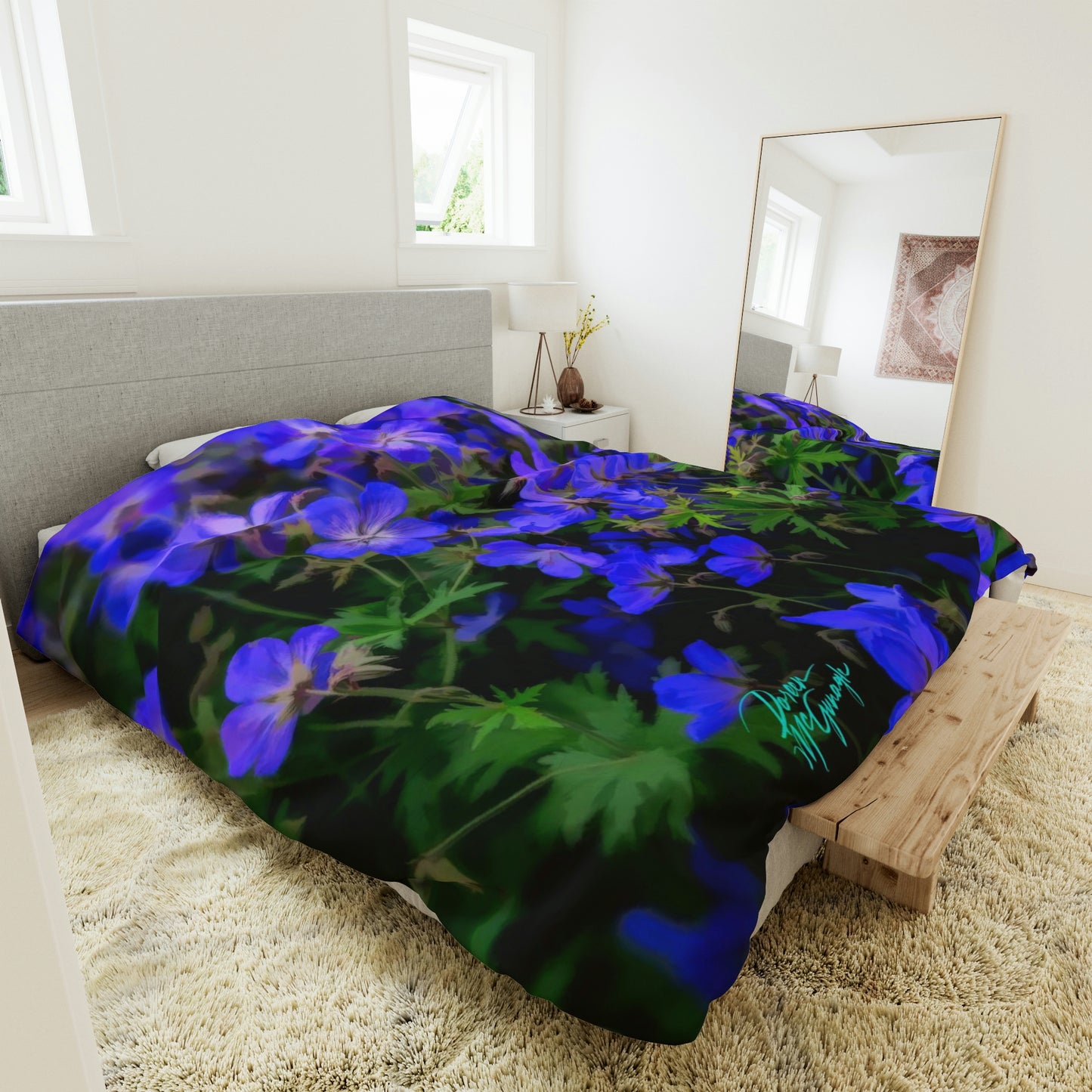 Blue Wild Flowers Duvet Covers