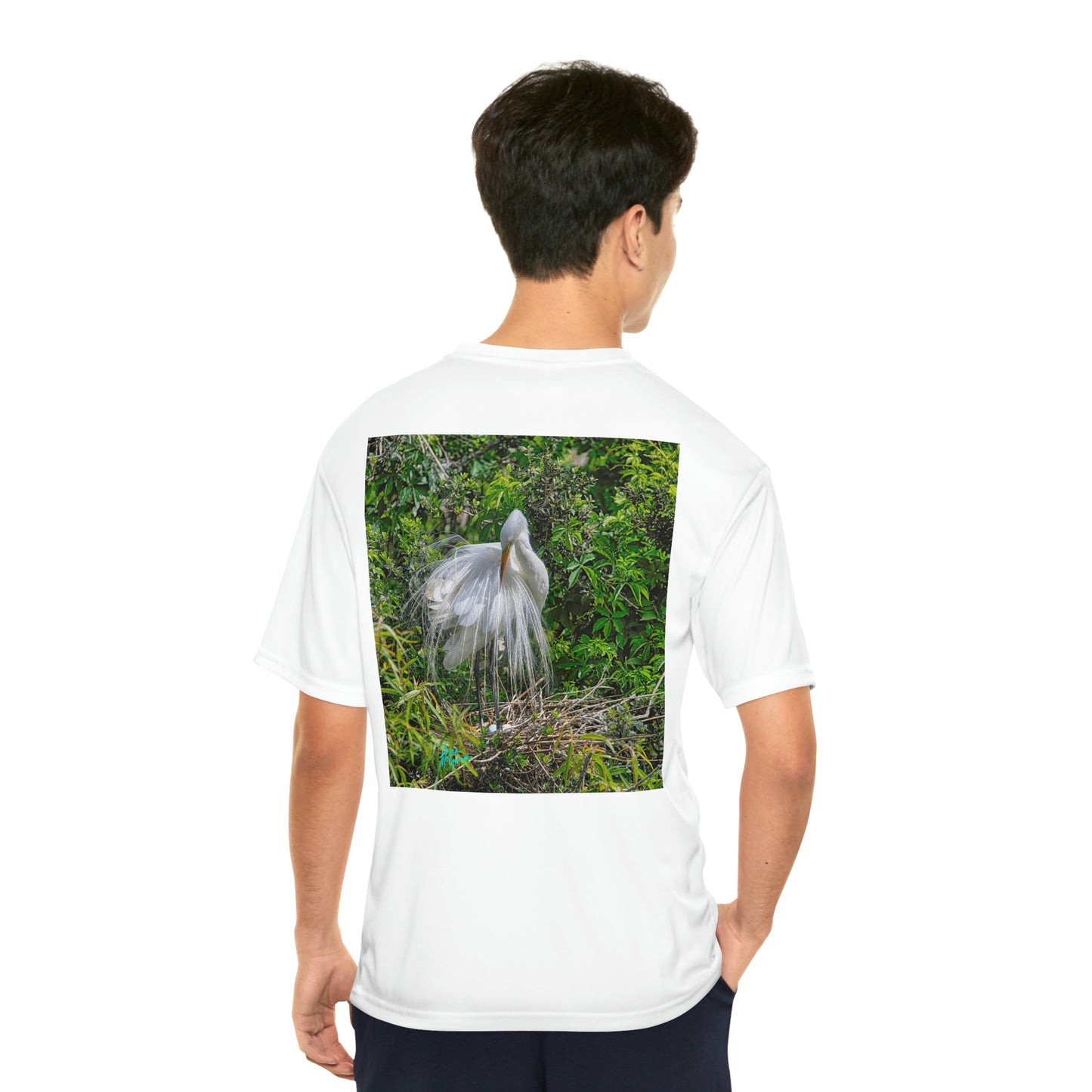 Mens t shirts Great White Heron with Nest, performance shirt