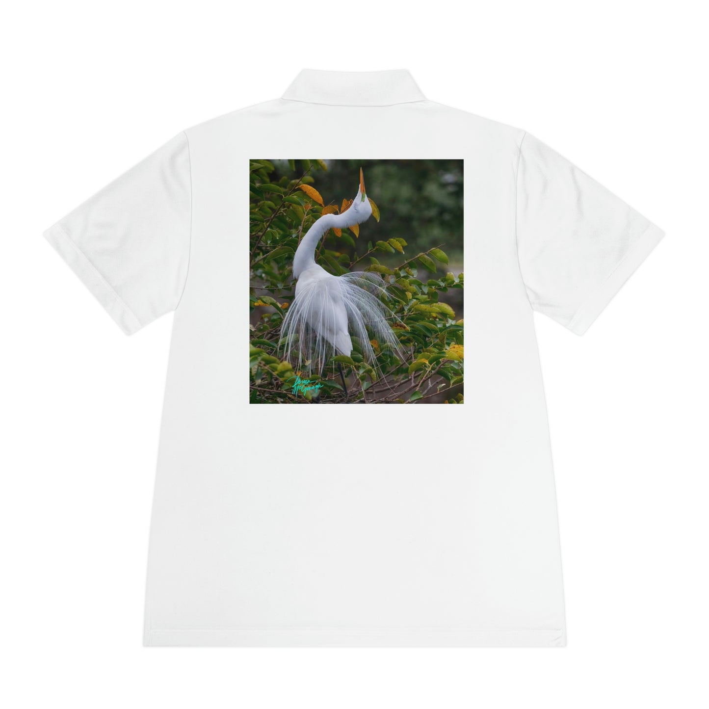 Mens polo shirts Great White Heron Breeding Plumage, performance shirt, plus sizes