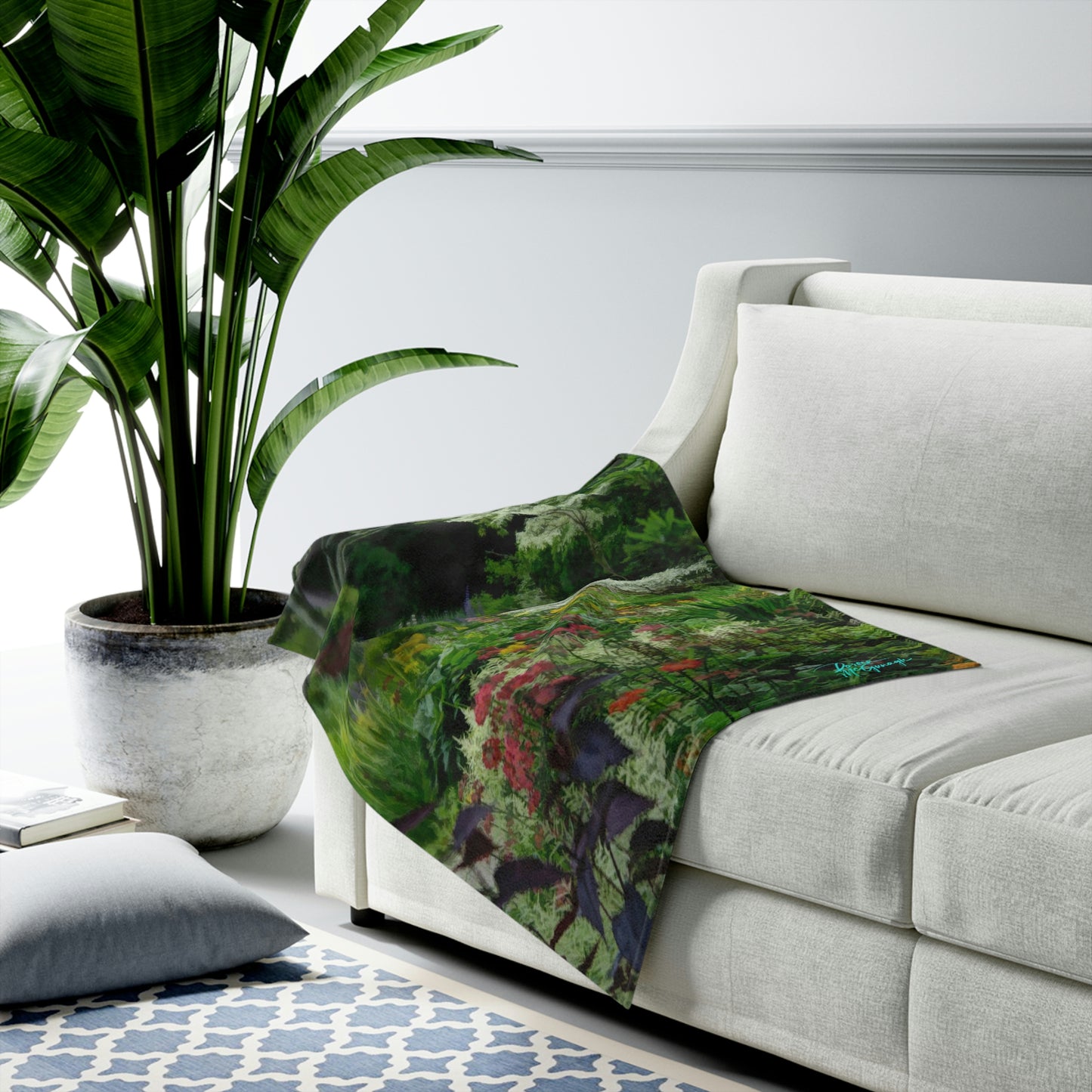 Plush Velveteen Blanket, Ashford Garden Path 02 nature inspired