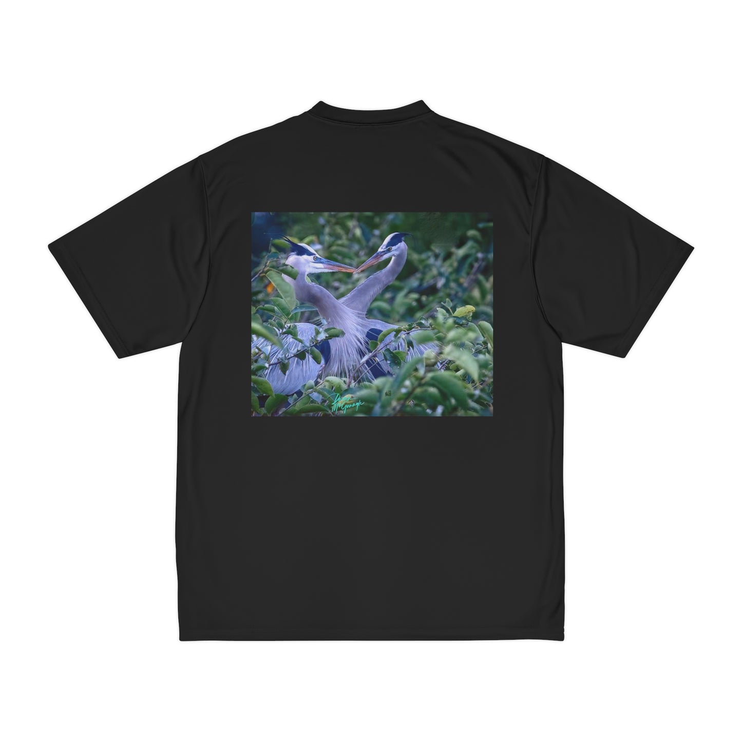 Mens t shirts Great Blue Heron Mating Pair 01, performance shirt