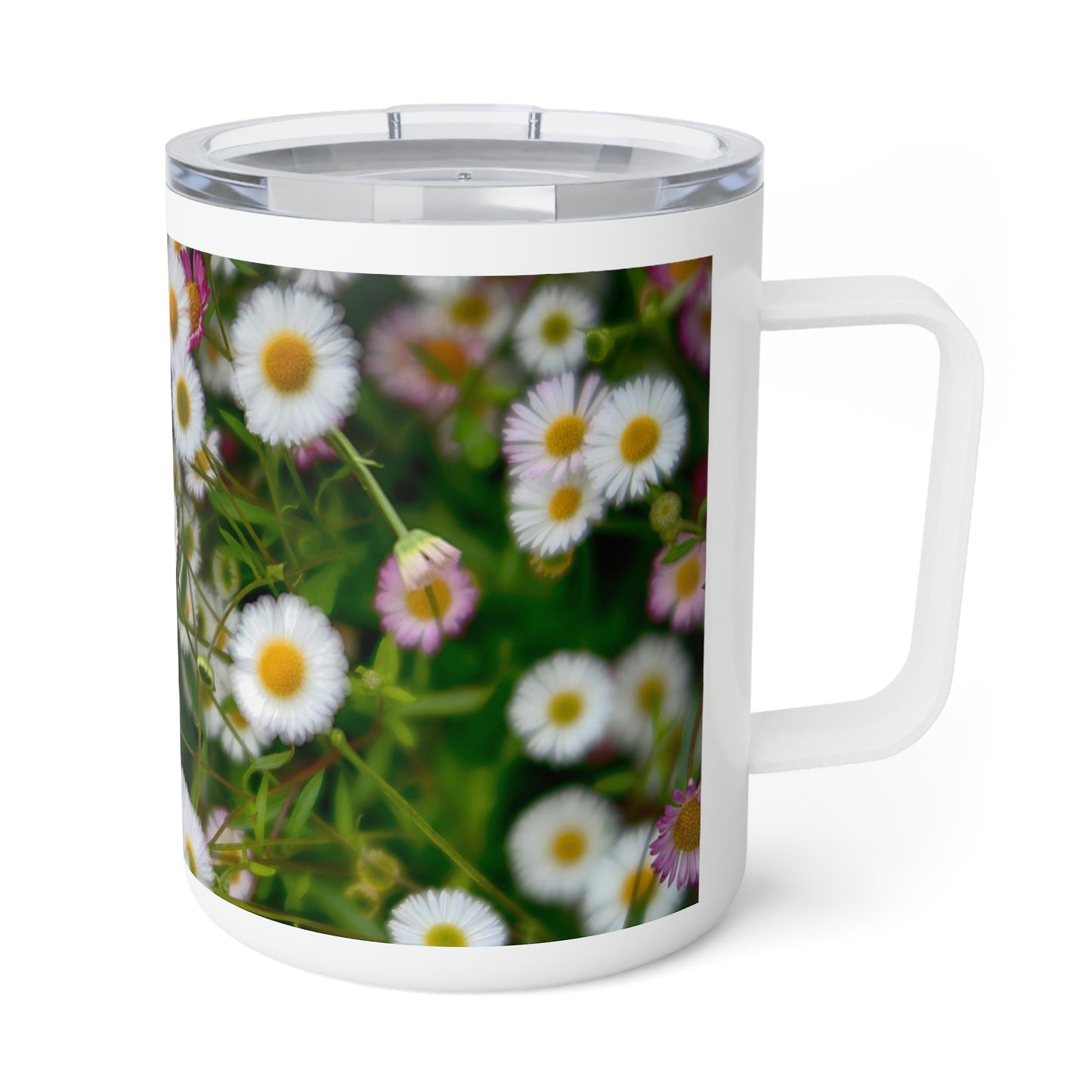 Eco friendly, Wild Daisies,10 oz Insulated travel Mug