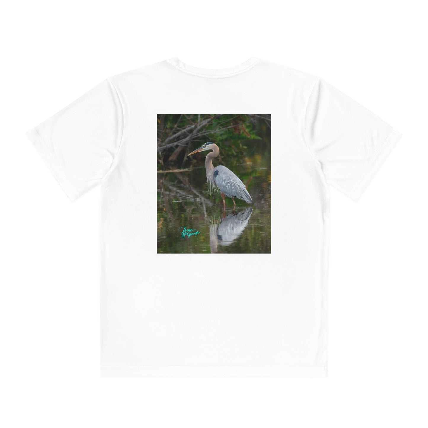 Youth T Shirts, Great Blue Heron, performance shirt