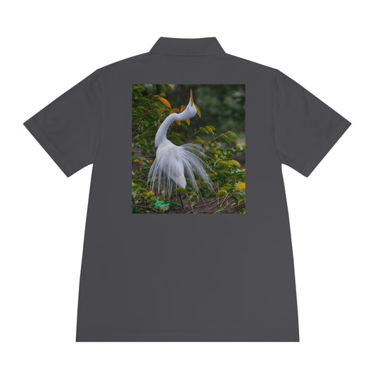 Mens polo shirts Great White Heron Breeding Plumage, performance shirt, plus sizes