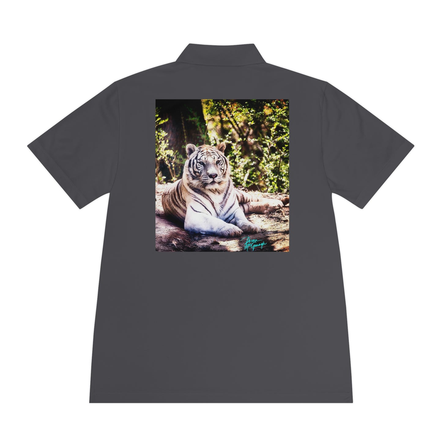 Mens polo shirts White Tiger, performance shirt, plus sizes