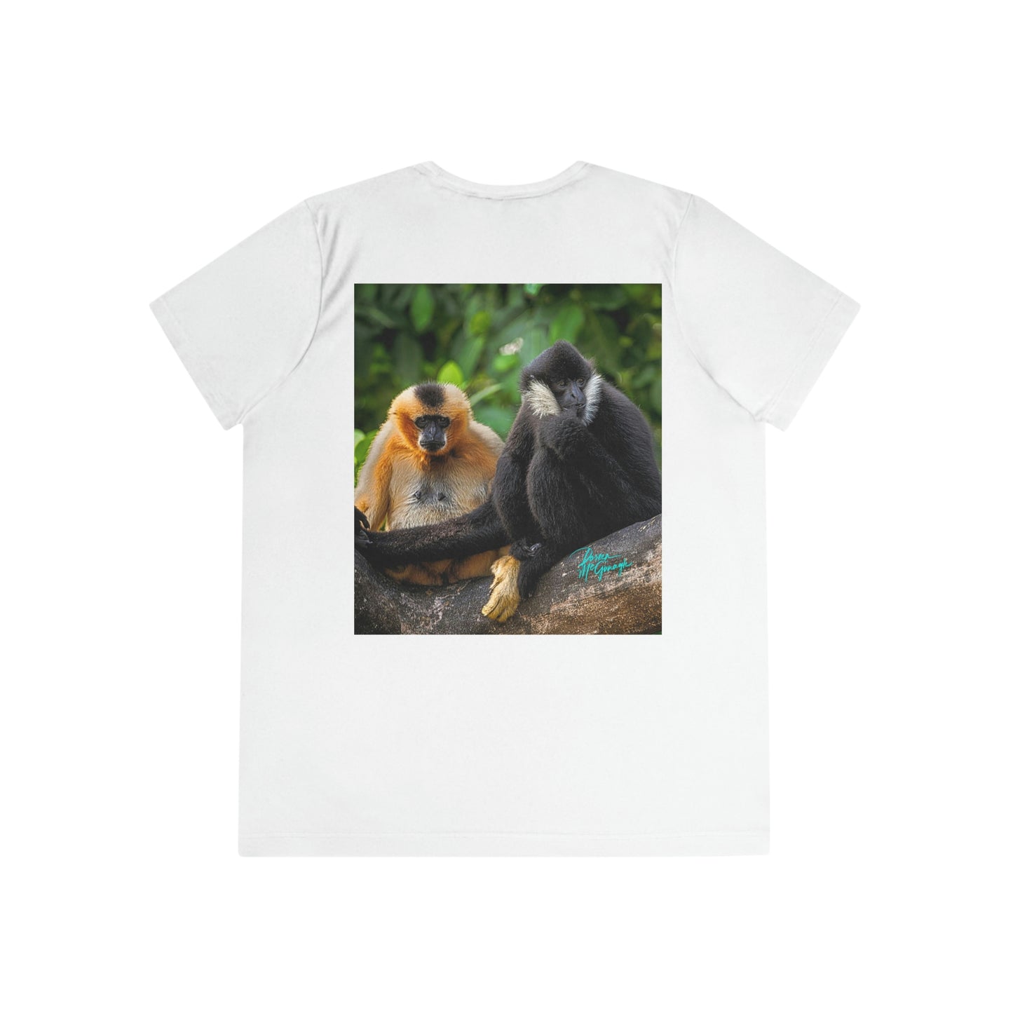 Womens Fitted Tee Shirts Pair of Gibbon Monkeys 05, Performance shirt