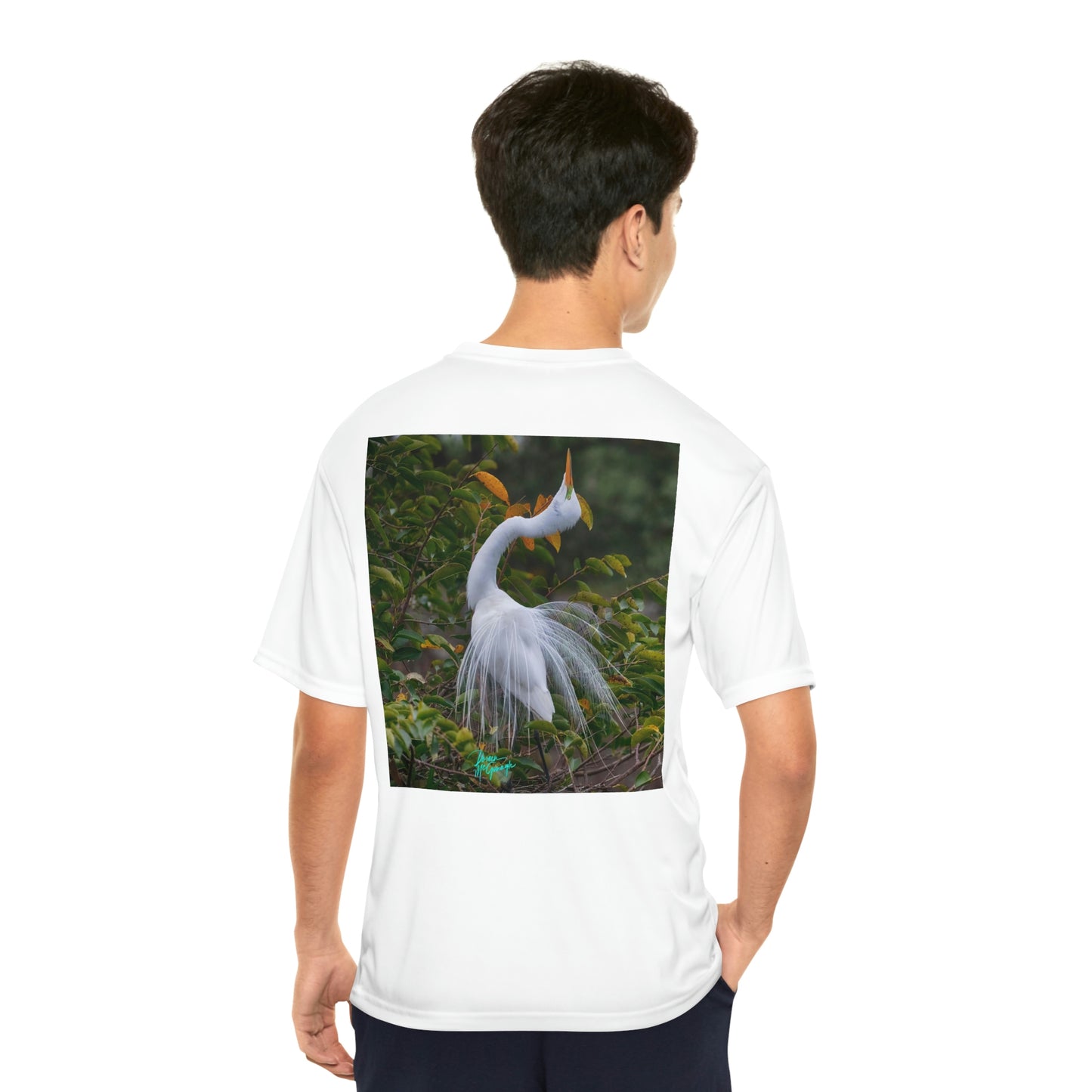 Mens t shirts Great White Heron Breeding Plumage, performance shirt